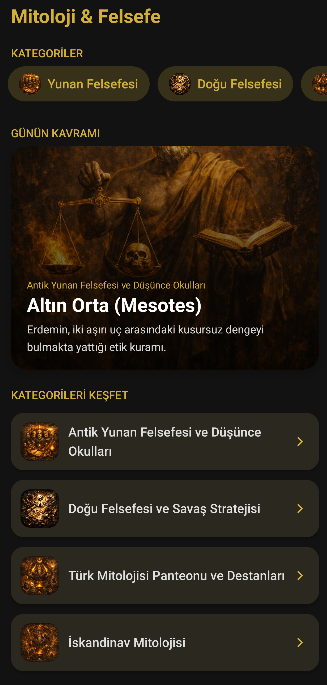 Mitoloji & Felsefe Sözlüğü Uygulama Ekranı